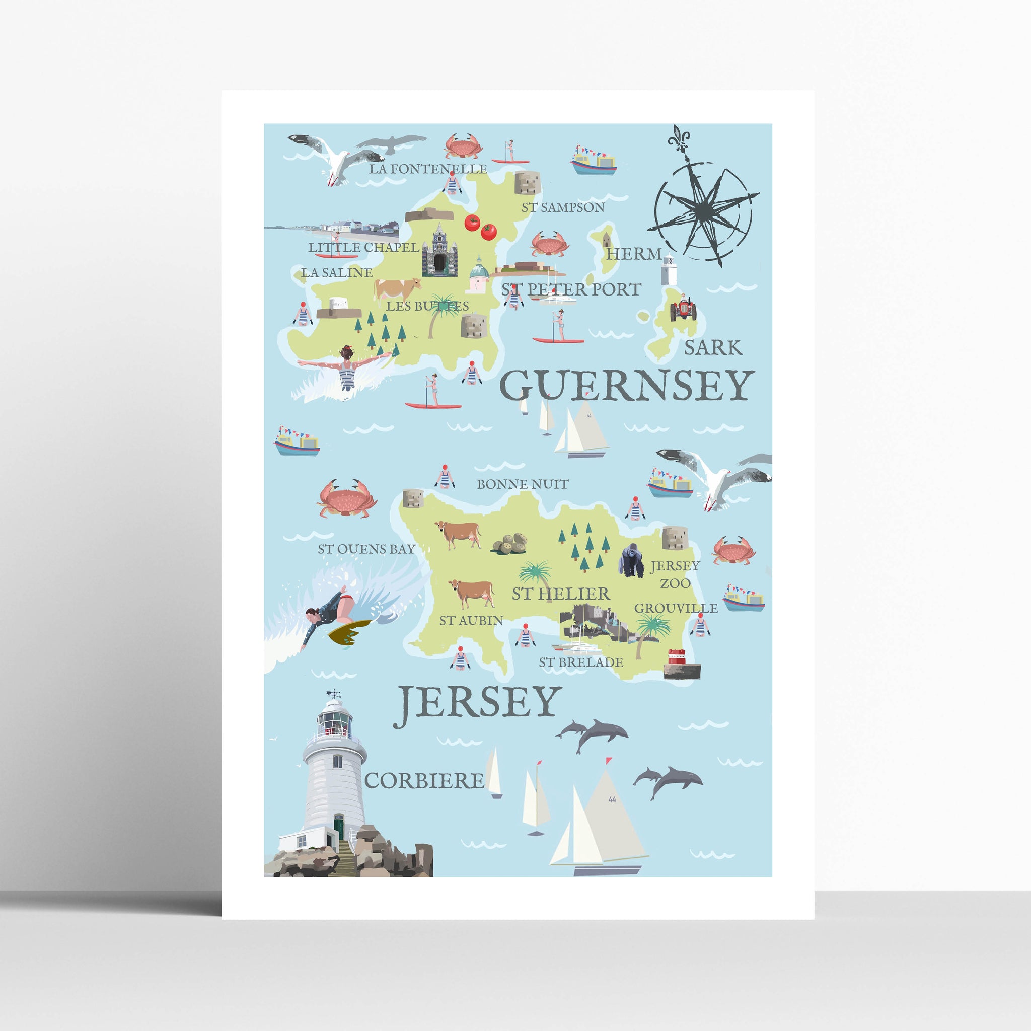 Channel Island Map Travel Print