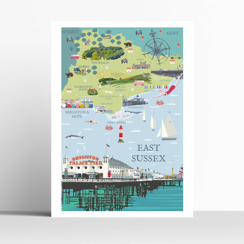 East Sussex Map Print