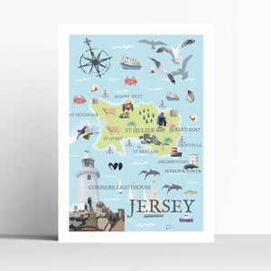 Jersey Map Travel Print