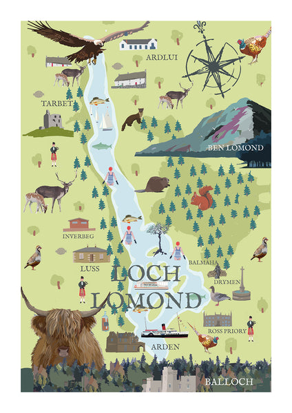 Loch Lomond Map Print