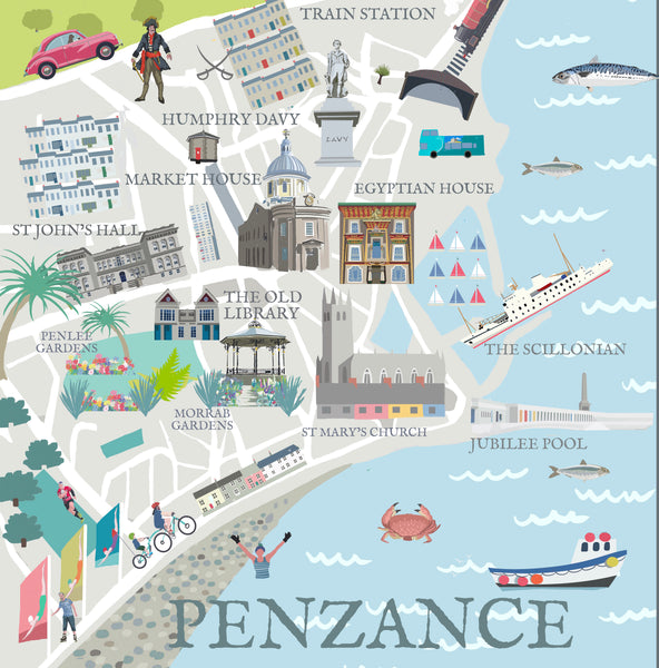 Penzance Illustrated Map