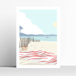 Picnic and Paddle Boarding  Customisable Travel Print