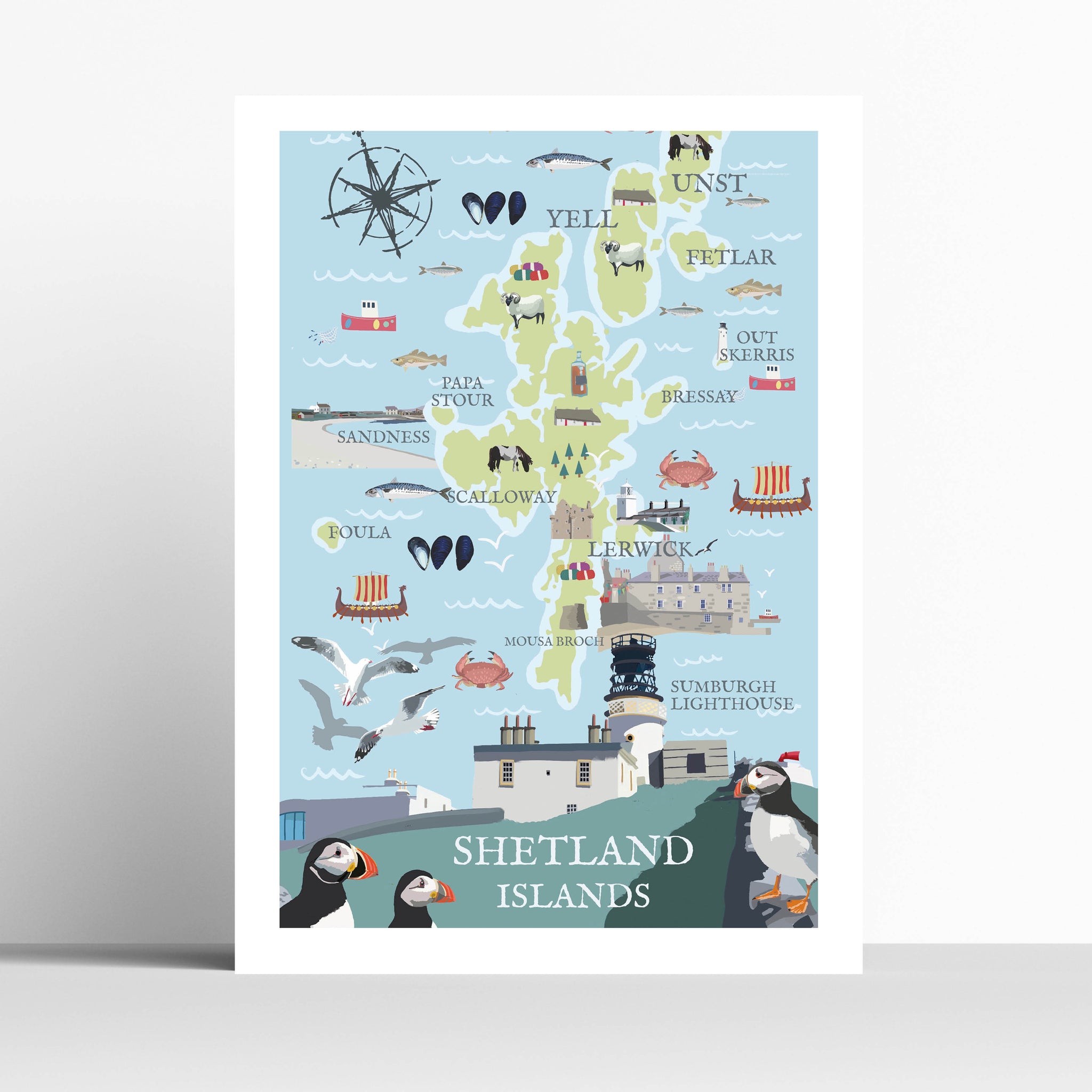 Shetland Map Customisable Travel Print