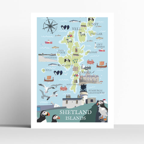 Shetland Map Customisable Travel Print