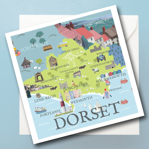 Dorset Illustrated Map Greeting Card