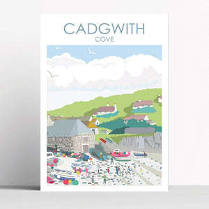 Cadgwith Cove Cornwall Travel Print Poster Birthday Gift House Warming Present Travel Decor Retro Vintage Style