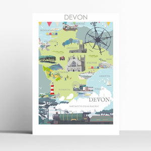 Devon Map Devon Travel Poster