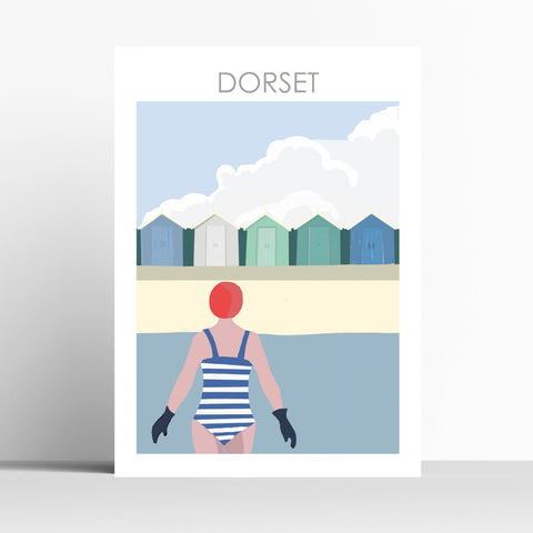 Dorset Swimmers Beach Huts Travel Print