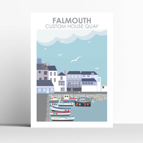 Falmouth Custom House Quay Cornwall TRAVEL PRINT