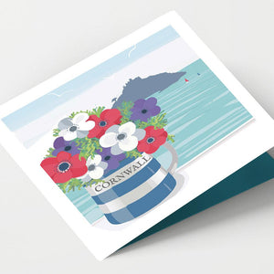 St Michaels Mount and Flowers Cornwall Card