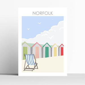 Norfolk Beach Huts Travel Print