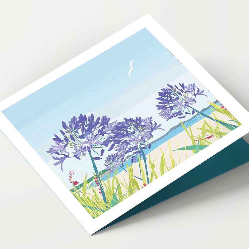 Isles of Scilly and Agapanthus  Cornwall Card